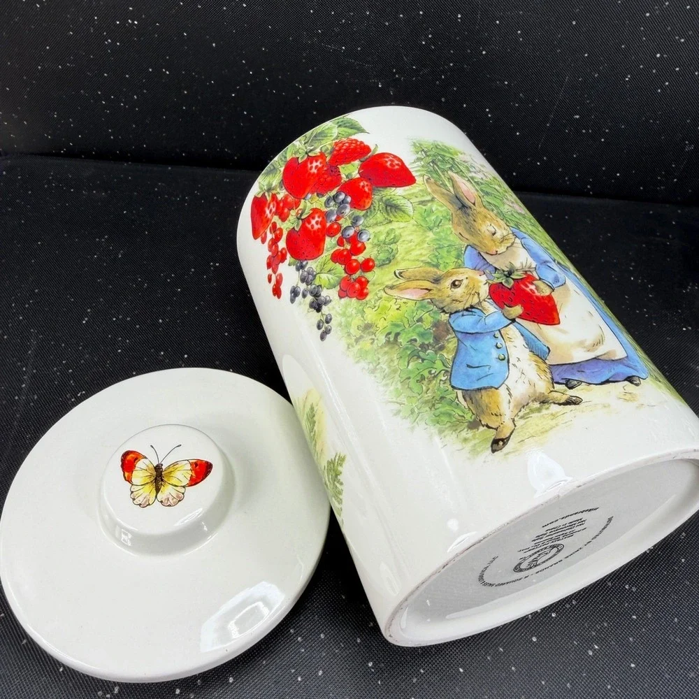 Zrike Brands Beatrix Potter Peter Rabbit Strawberry Ceramic Canister Jar 8in